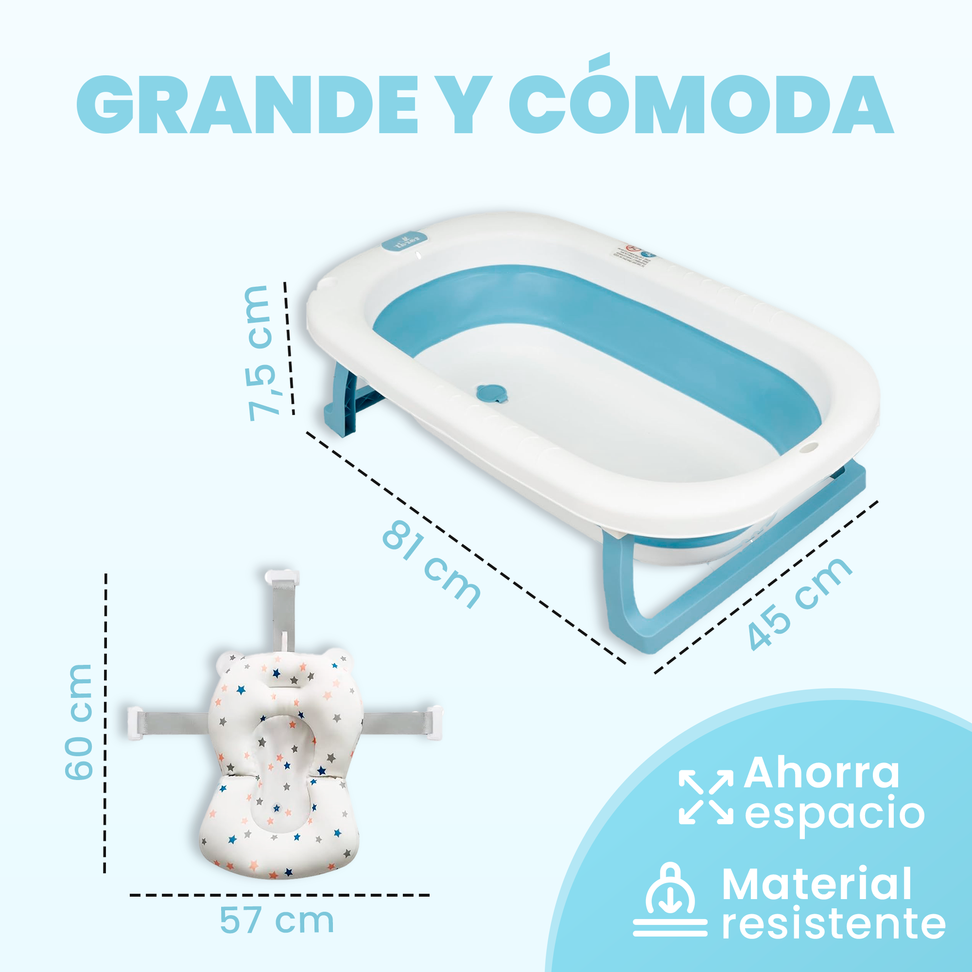 Bañera Plegable Bebe con Cojin Ergonomico - JUPPLIES