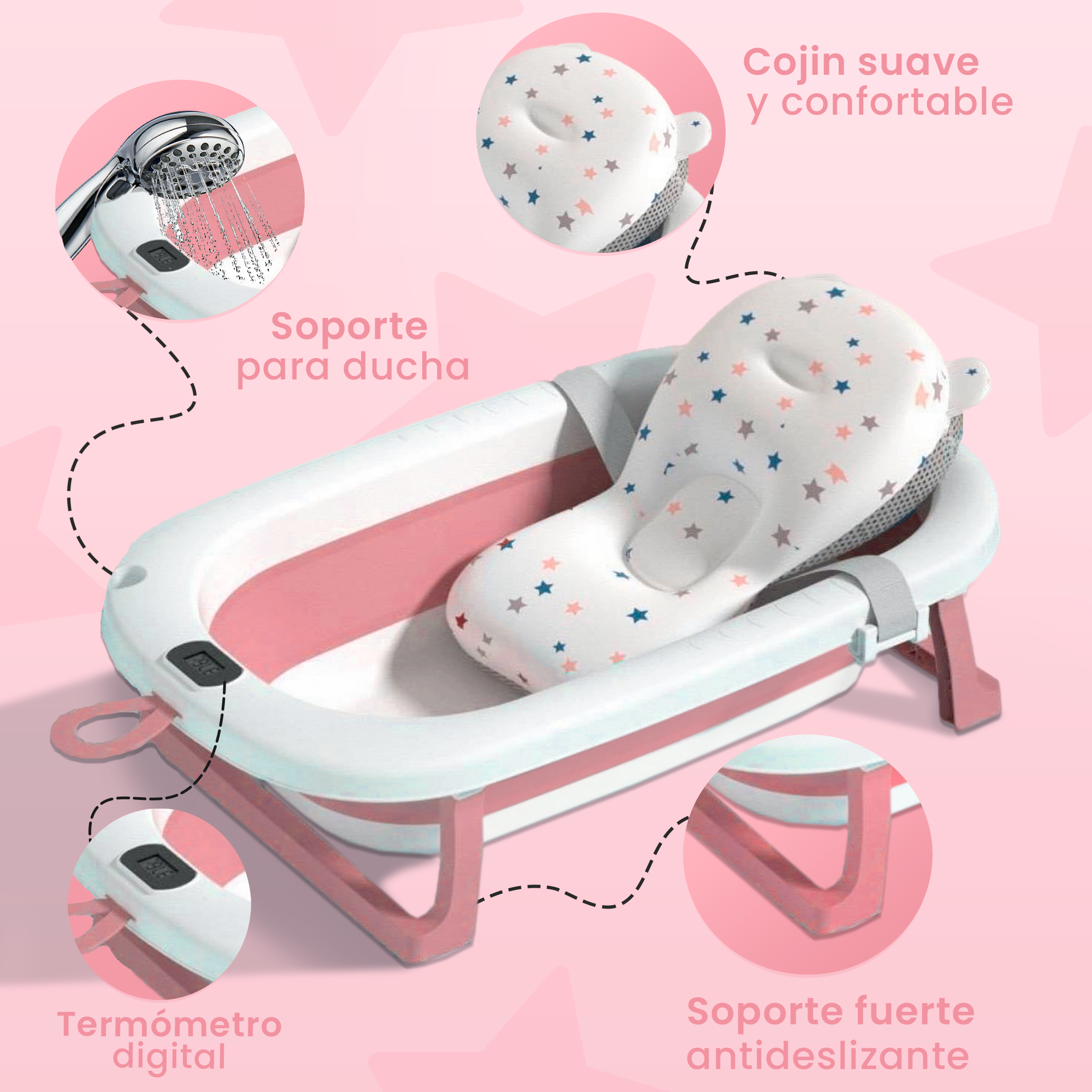 Bañera Plegable Bebe con Cojin Ergonomico - JUPPLIES