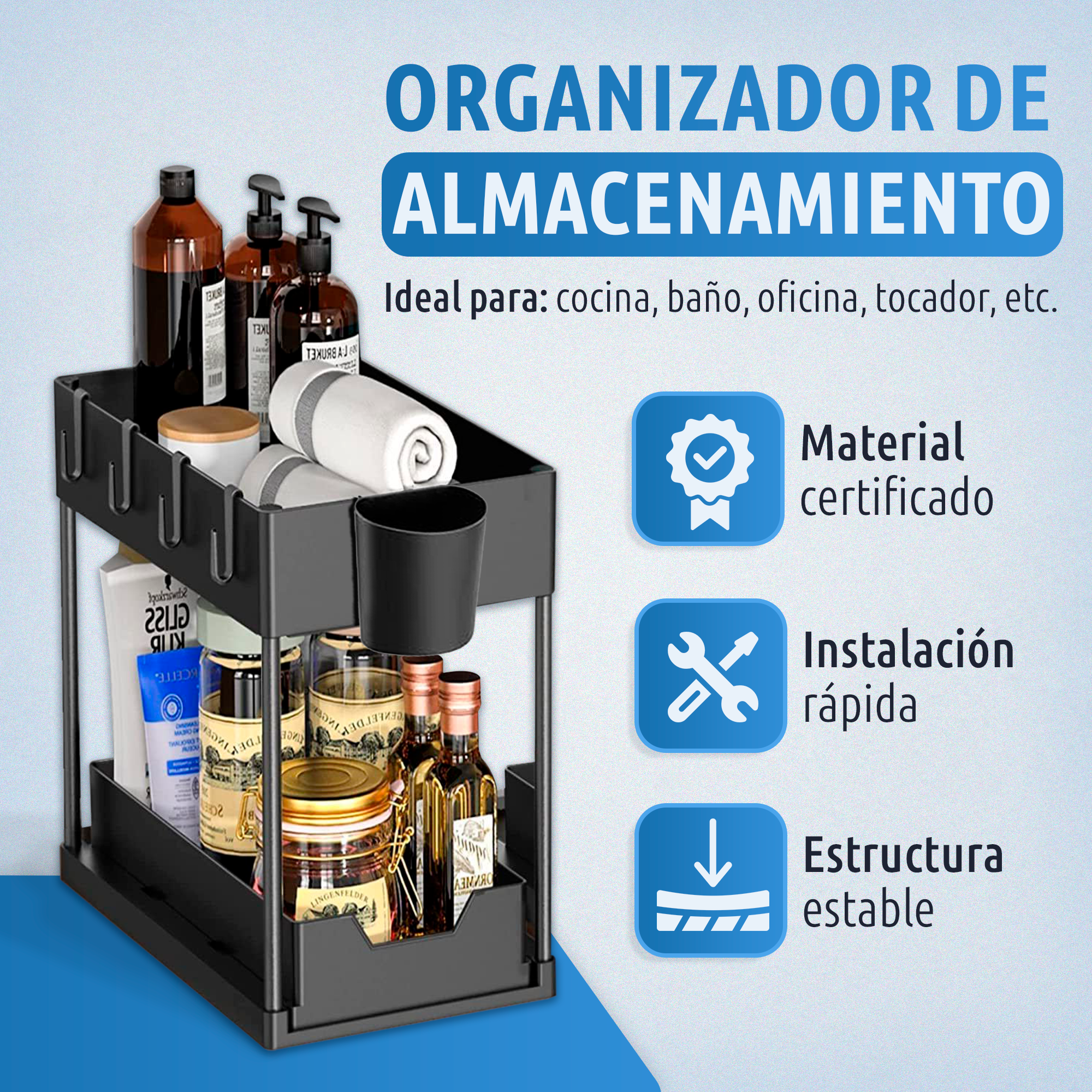 PACK DE 2 ORGANIZADORES PARA DEBAJO DEL FREGADERO